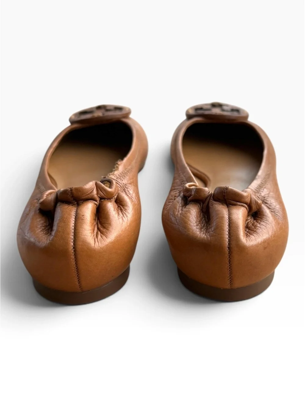 Tory Burch Reva Tonal Leather Ballet Flats - Royal Tan / Cognac - Size 4M